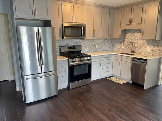 Interior, Kitchen, Stainless Steel Appliances, Wood Texture Flooring