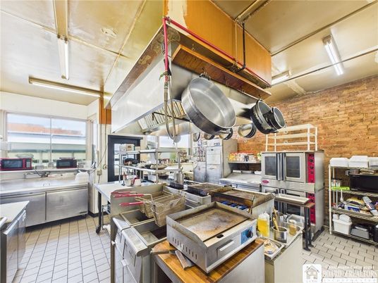 Interior, Kitchen, Stainless Steel Appliances, Stone Walls, Washer