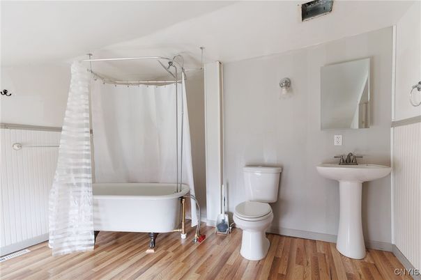Bathroom, Free Standing Baths, Interior, Wood Texture Flooring