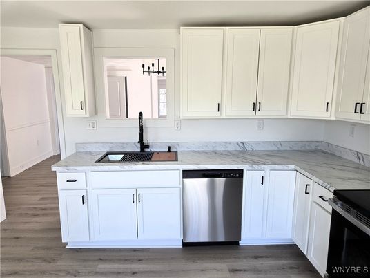 Interior, Kitchen, Stainless Steel Appliances, Wood Texture Flooring