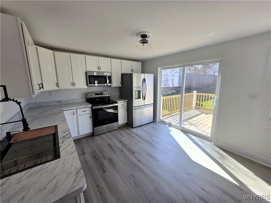 Interior, Kitchen, Stainless Steel Appliances, Wood Texture Flooring