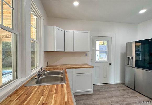 Interior, Kitchen, Recessed Lighting, Wood Texture Flooring
