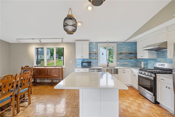 Interior, Kitchen, Stainless Steel Appliances, Wood Texture Flooring