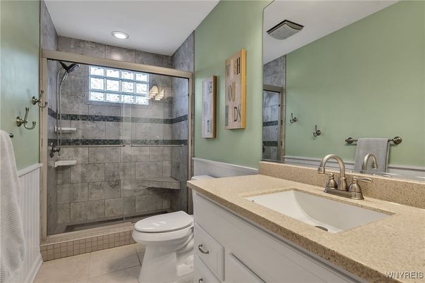 Bathroom, Glass Shower, Interior, Recessed Lighting