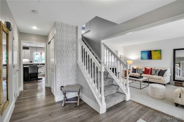 Interior, Kitchen, Living room, Pendant Lights, Recessed Lighting, Wood Texture Flooring