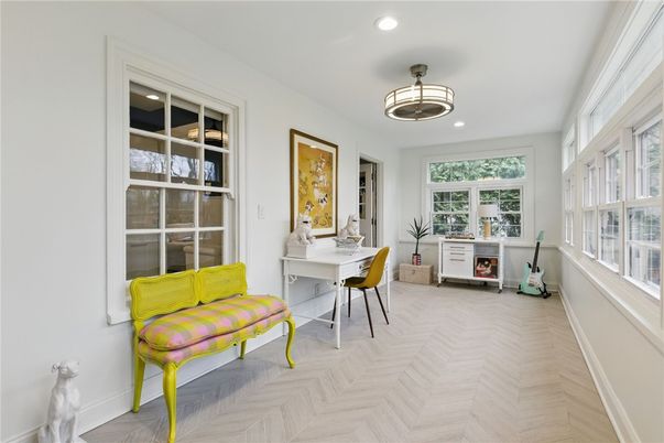Home Office, Interior, Recessed Lighting, Wood Texture Flooring