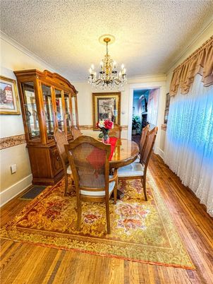 Chandelier, Dining room, Interior, Wood Texture Flooring
