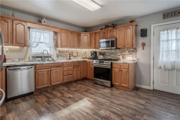 Interior, Kitchen, Stainless Steel Appliances, Wood Texture Flooring