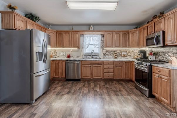 Interior, Kitchen, Stainless Steel Appliances, Wood Texture Flooring