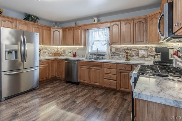 Interior, Kitchen, Stainless Steel Appliances, Wood Texture Flooring