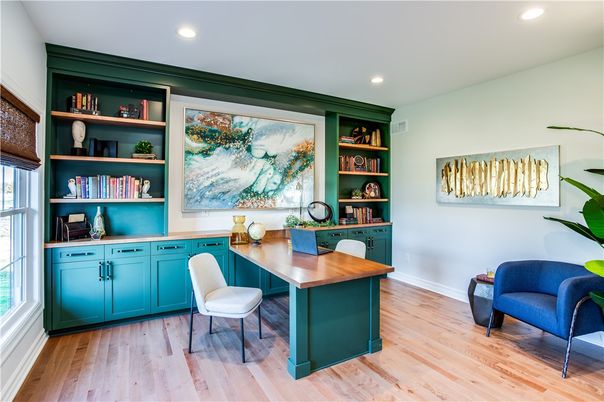 Home Office, Interior, Recessed Lighting, Wood Texture Flooring