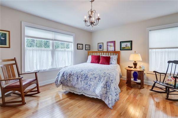 Bedroom, Chandelier, Interior, Wood Texture Flooring