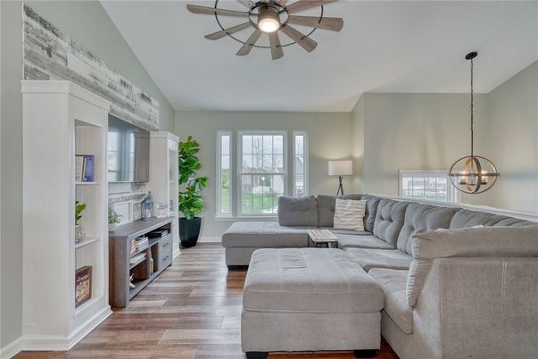 Interior, Living room, Pendant Lights, Wood Texture Flooring