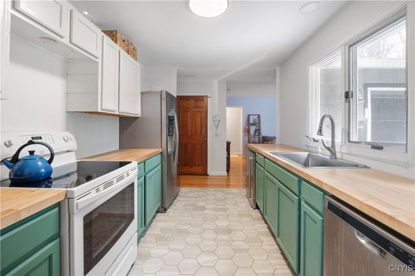 Interior, Kitchen, Recessed Lighting, Wood Texture Flooring