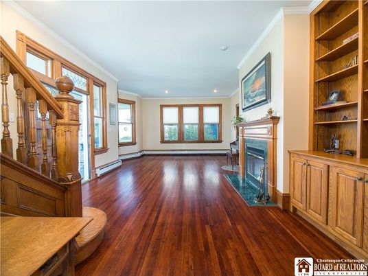 Empty room, Fireplace, Interior, Recessed Lighting, Wood Texture Flooring