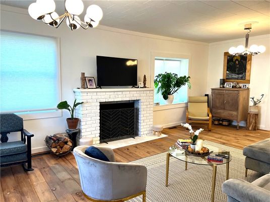 Chandelier, Fireplace, Interior, Living room, Wood Texture Flooring
