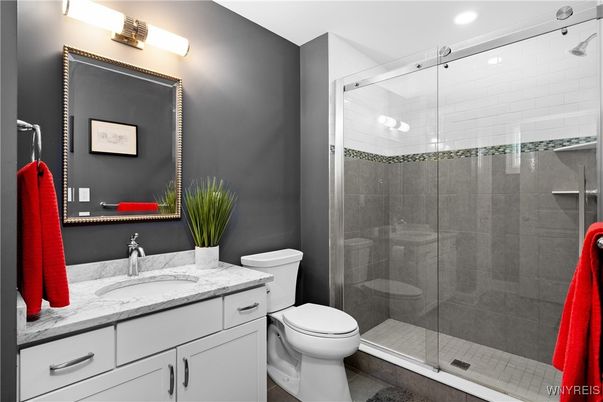 Bathroom, Glass Shower, Interior, Recessed Lighting