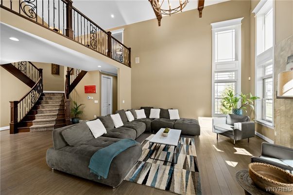 Chandelier, Interior, Living room, Recessed Lighting, Wood Texture Flooring