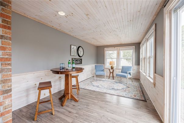 Interior, Recessed Lighting, Stone Walls, Wooden Ceilings, Wood Texture Flooring