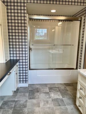 Bathroom, Glass Shower, Interior, Recessed Lighting
