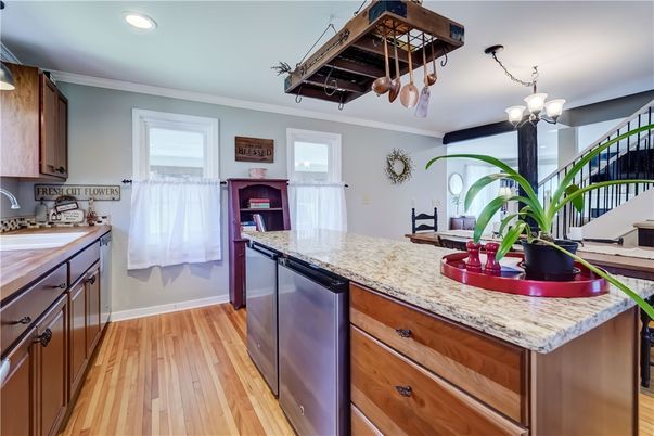 Chandelier, Interior, Kitchen, Recessed Lighting, Wood Texture Flooring