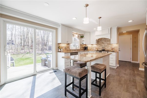 Interior, Kitchen, Pendant Lights, Recessed Lighting, Wood Texture Flooring