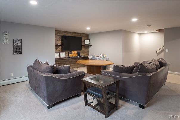 Interior, Living room, Recessed Lighting, Stone Walls