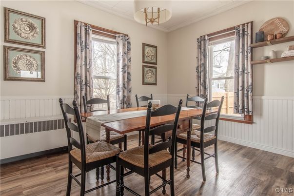 Chandelier, Dining room, Interior, Wood Texture Flooring