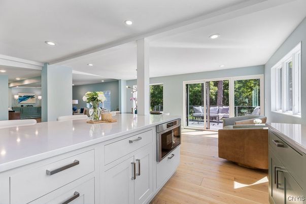 Interior, Kitchen, Living room, Recessed Lighting, Wood Texture Flooring