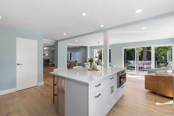 Interior, Kitchen, Living room, Pendant Lights, Recessed Lighting, Wood Texture Flooring