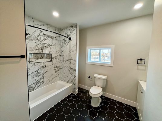 Bathroom, Interior, Marble Walls, Recessed Lighting