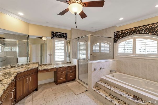 Bathroom, Dual Sink Vanities, Glass Shower, Interior, Recessed Lighting
