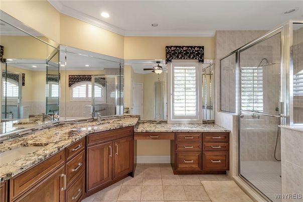 Bathroom, Dual Sink Vanities, Glass Shower, Interior, Recessed Lighting