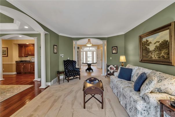 Interior, Living room, Pendant Lights, Recessed Lighting, Wood Texture Flooring
