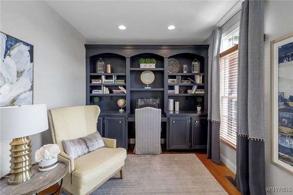 Home Office, Interior, Recessed Lighting, Wood Texture Flooring