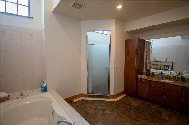 Bathroom, Glass Shower, Interior, Recessed Lighting