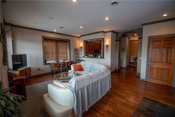 Interior, Living room, Recessed Lighting, Wood Texture Flooring