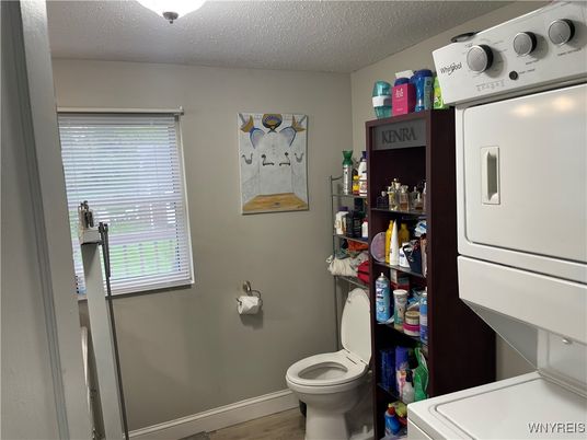 Bathroom, Interior, Utility Closets, Washer, Wood Texture Flooring