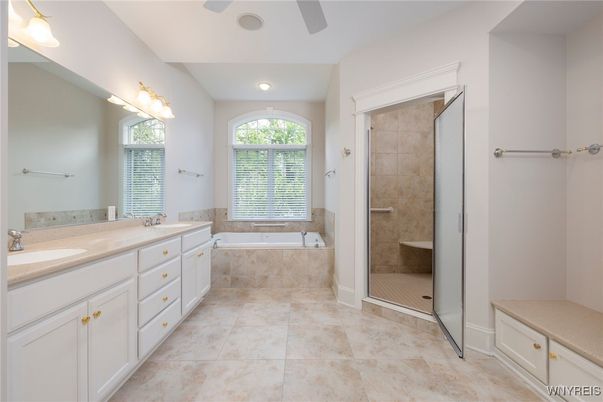 Bathroom, Dual Sink Vanities, Glass Shower, Interior