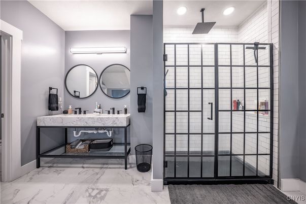 Bathroom, Interior, Marble, Recessed Lighting