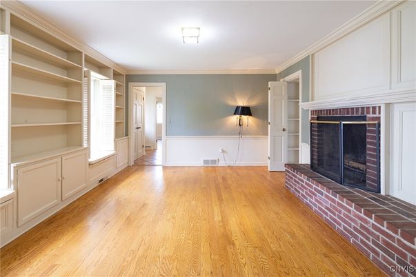 Empty room, Fireplace, Interior, Wood Texture Flooring