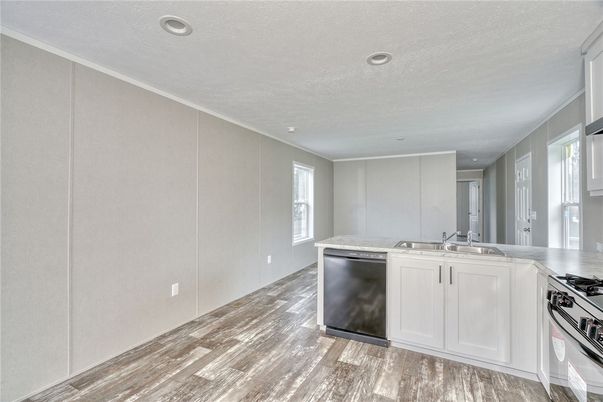 Interior, Kitchen, Recessed Lighting, Wood Texture Flooring