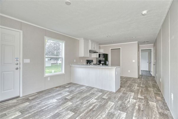 Interior, Kitchen, Recessed Lighting, Wood Texture Flooring