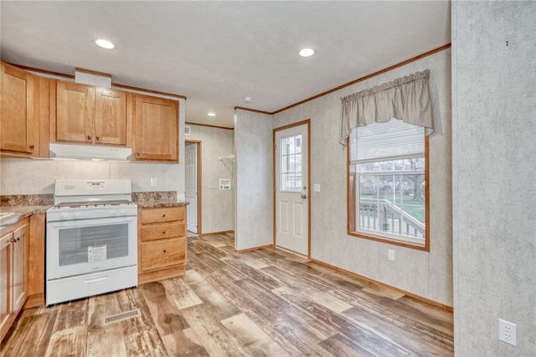 Interior, Kitchen, Recessed Lighting, Wood Texture Flooring