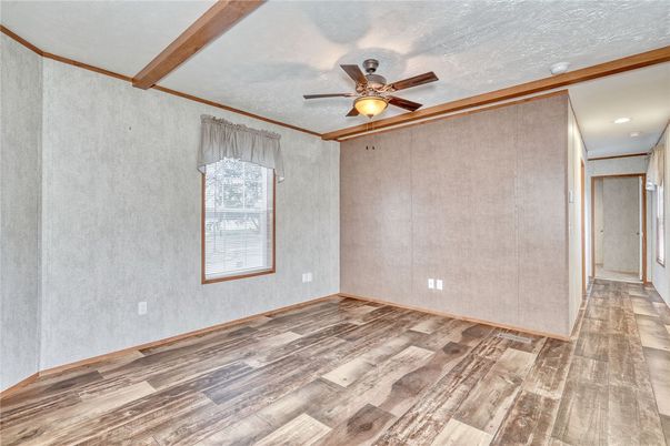 Empty room, Interior, Recessed Lighting, Wooden Beams, Wood Texture Flooring