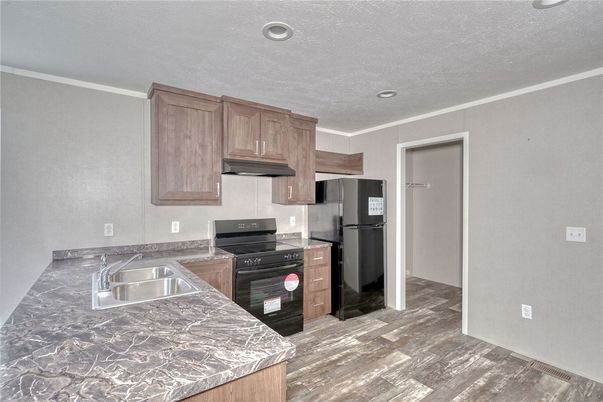 Interior, Kitchen, Recessed Lighting, Wood Texture Flooring