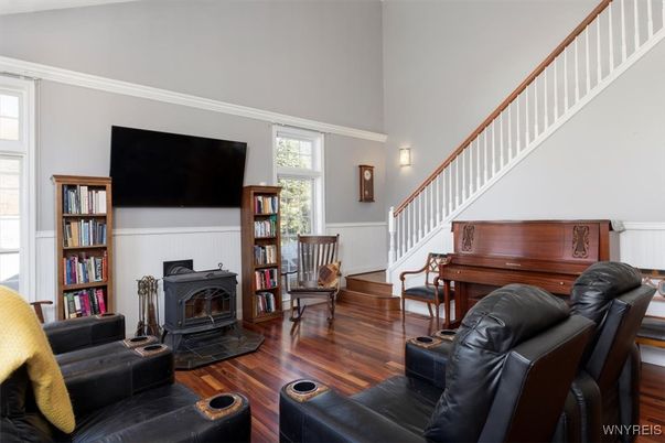 Fireplace, Interior, Living room, Piano, Wood Texture Flooring