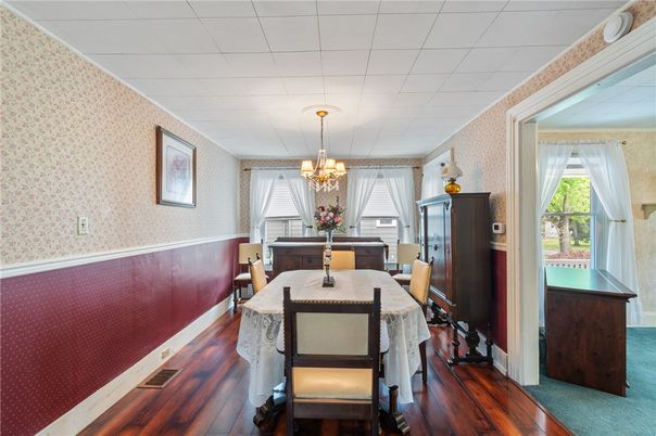 Chandelier, Dining room, Interior, Wood Texture Flooring