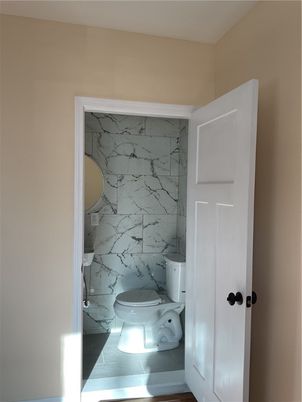 Bathroom, Interior, Marble Walls, Wood Texture Flooring