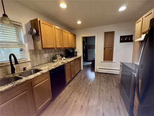 Interior, Kitchen, Recessed Lighting, Wood Texture Flooring